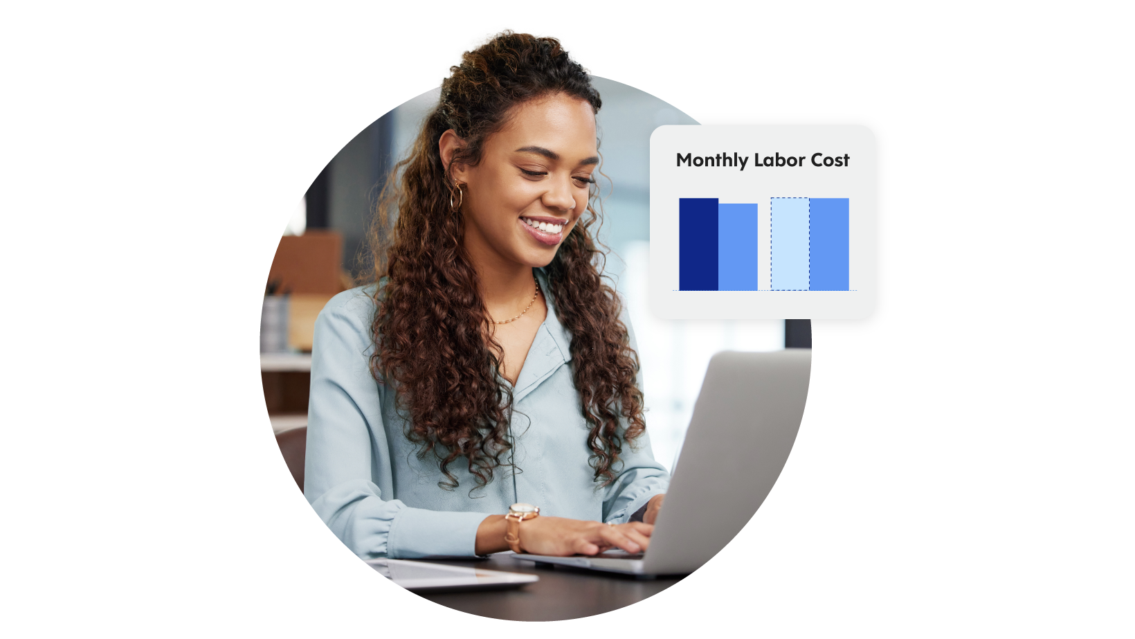 An employee checking monthly labor cost report