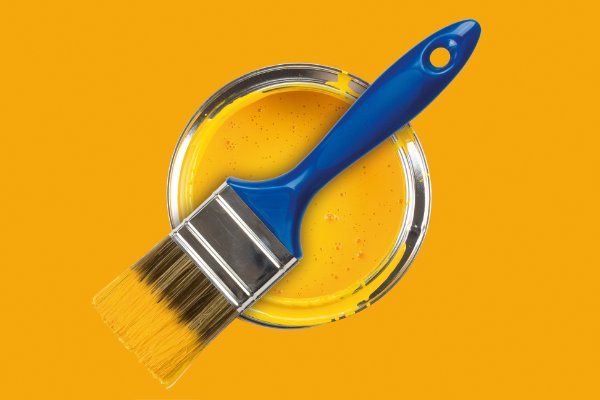 Yellow paint and paint can