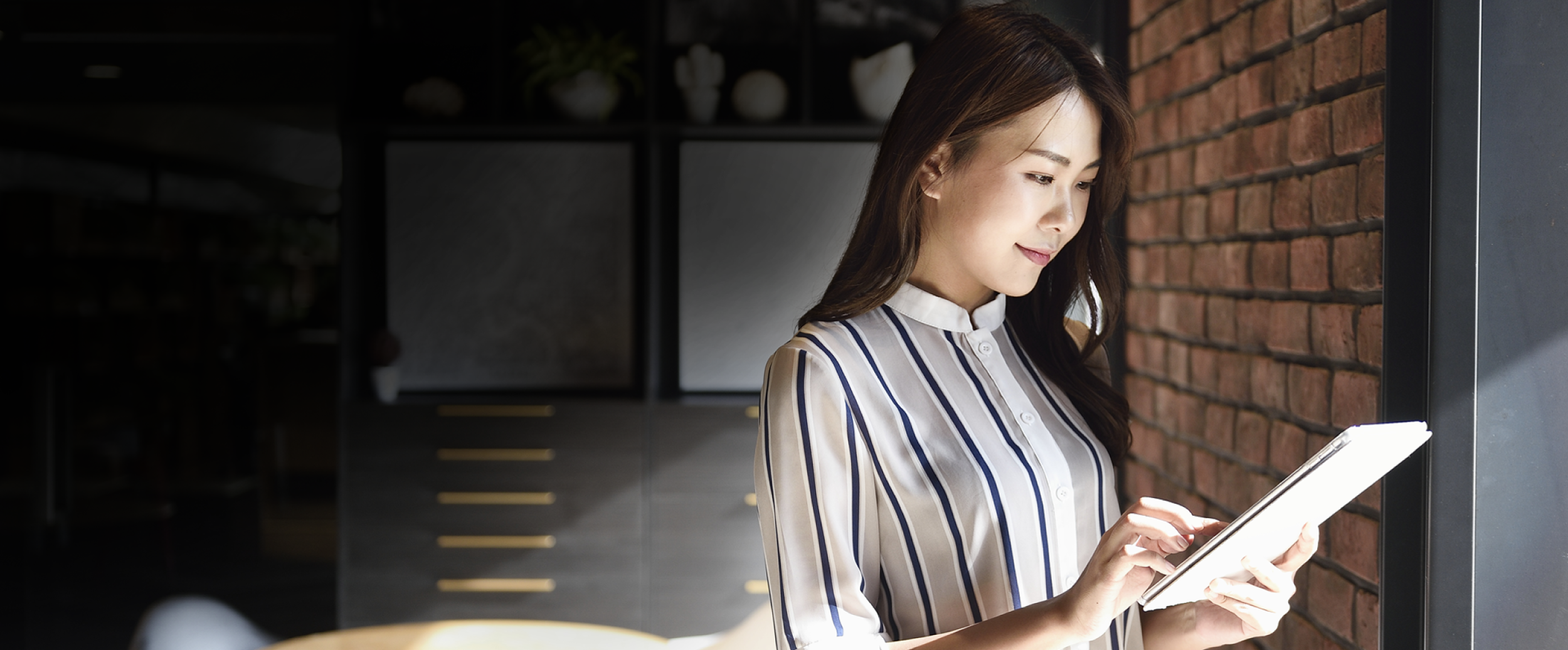 Woman working on a tablet