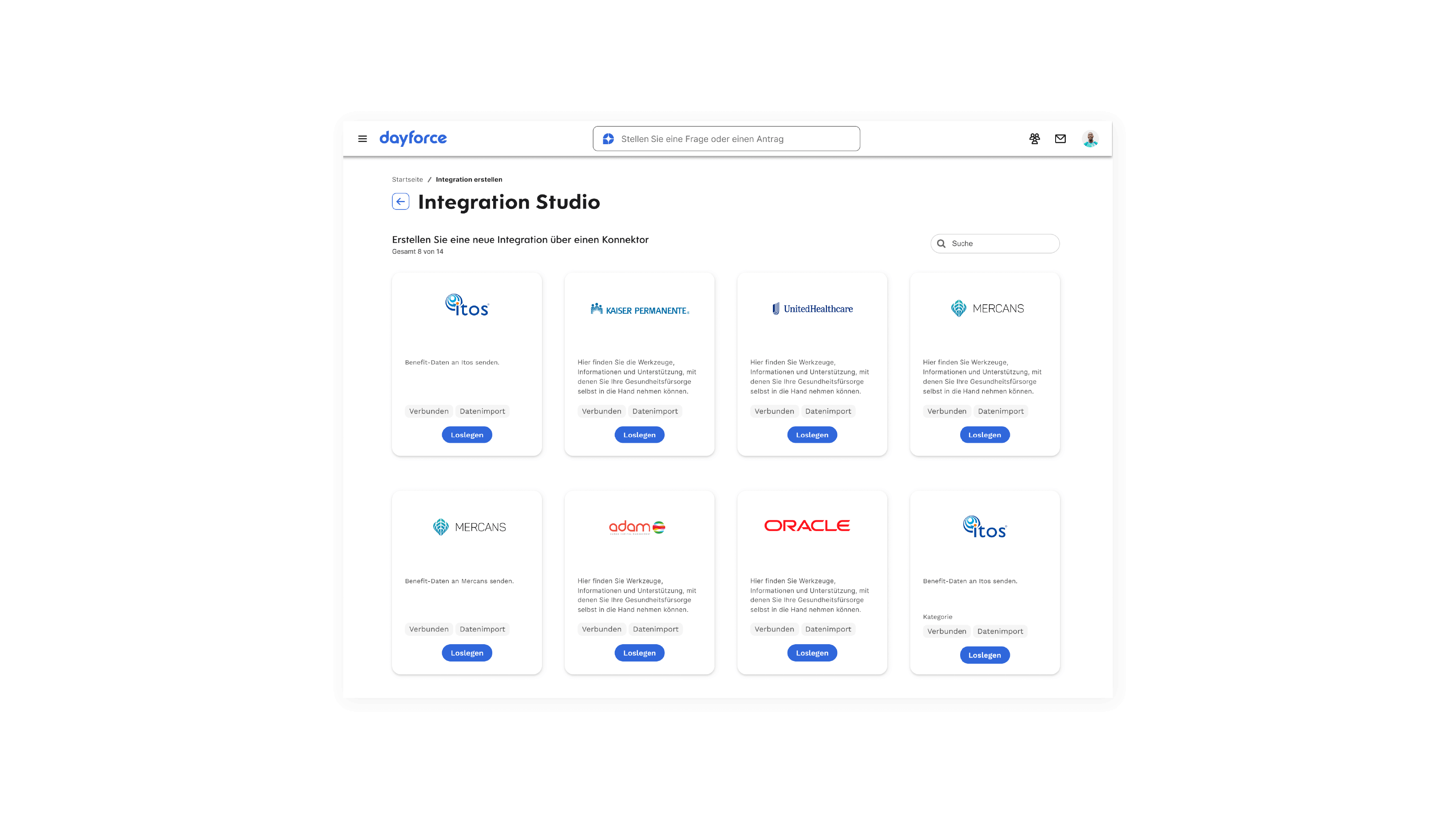 Dayforce Integration Studio webpage screenshot