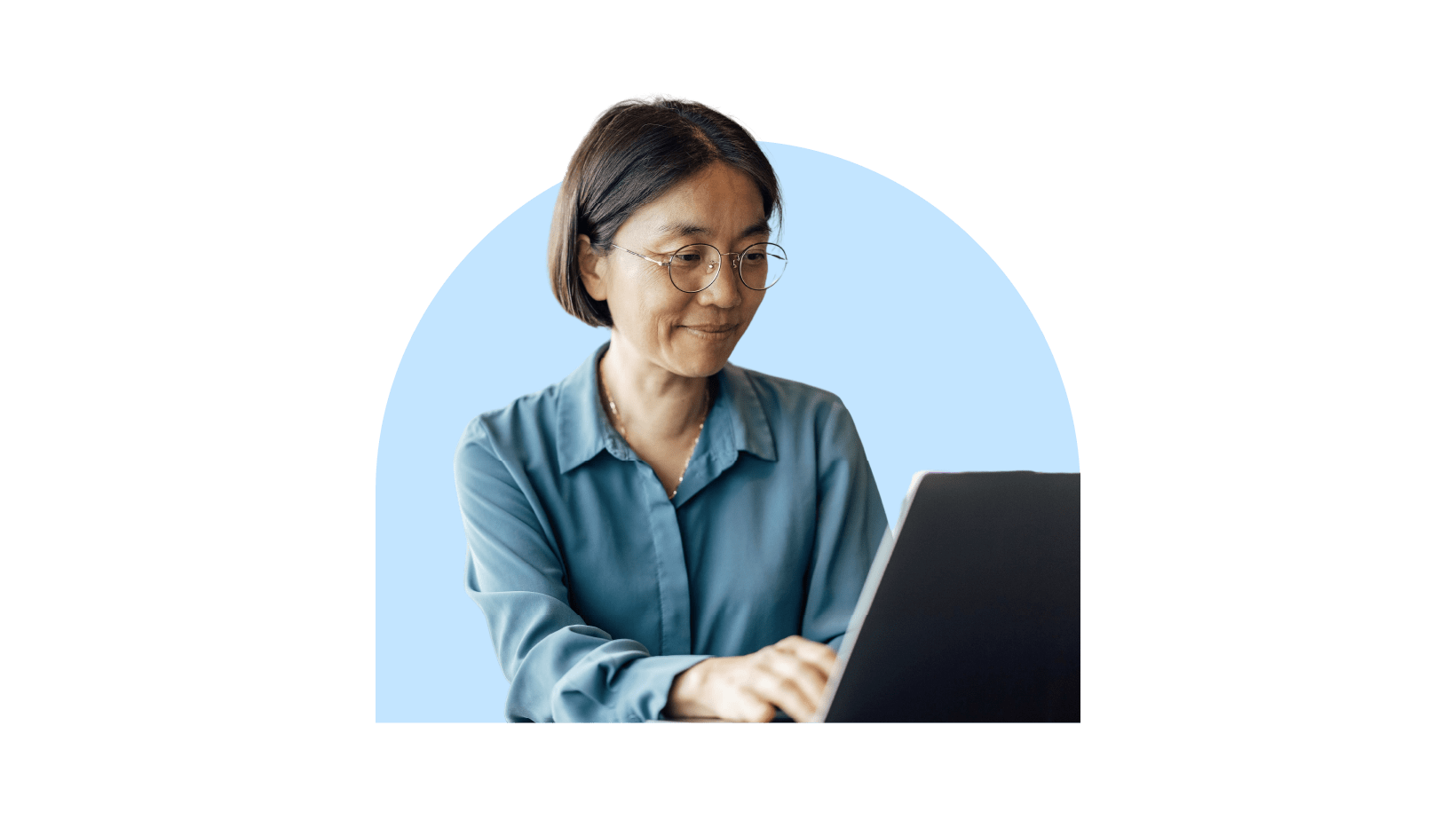 A woman working on a laptop