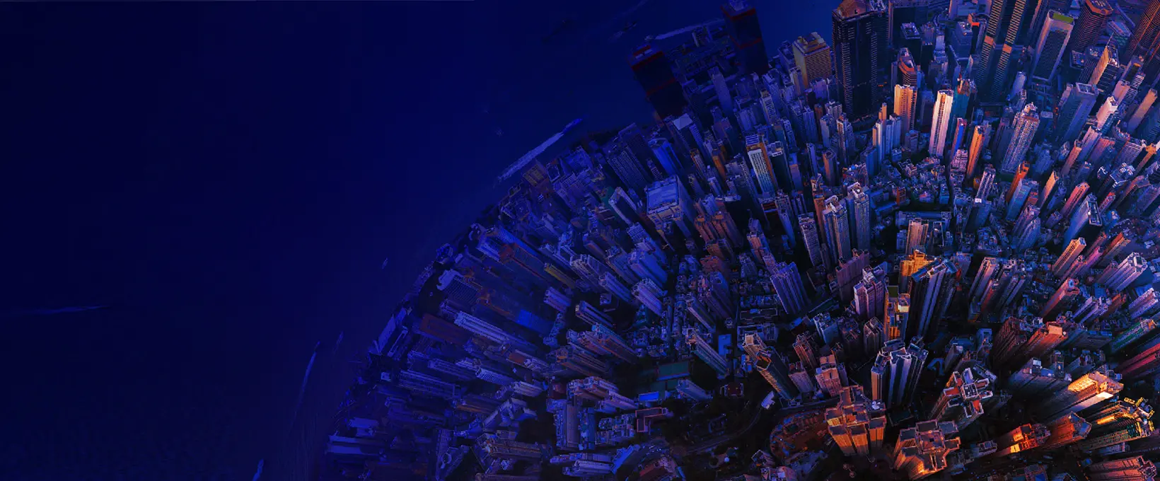 Looking down over a large metropolitan cityscape