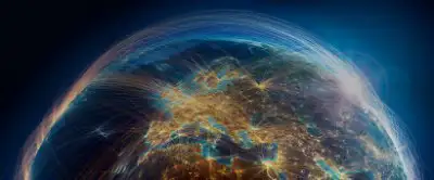 View of Earth from space showing lights