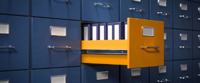 File cabinet full of binders