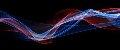 Ribbons of red and blue color swirls
