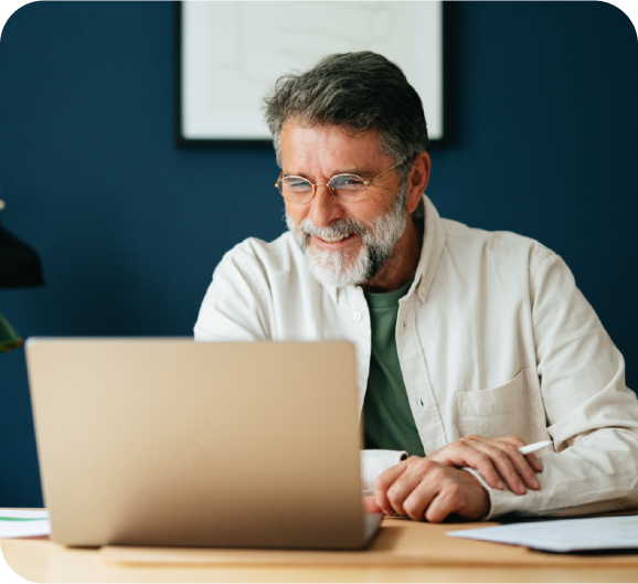 A gentleman working on a laptop