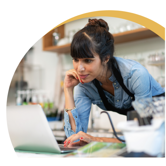 A woman working on a laptop